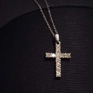 Gorgeous 925 Cross Necklace With CZs